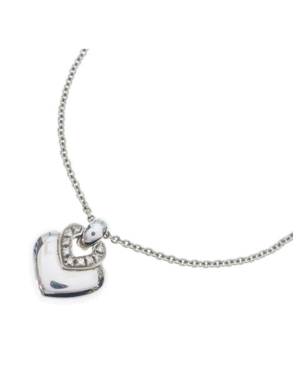 Bvlgari Doppio Cuore Diamond Pendant Chain White Gold